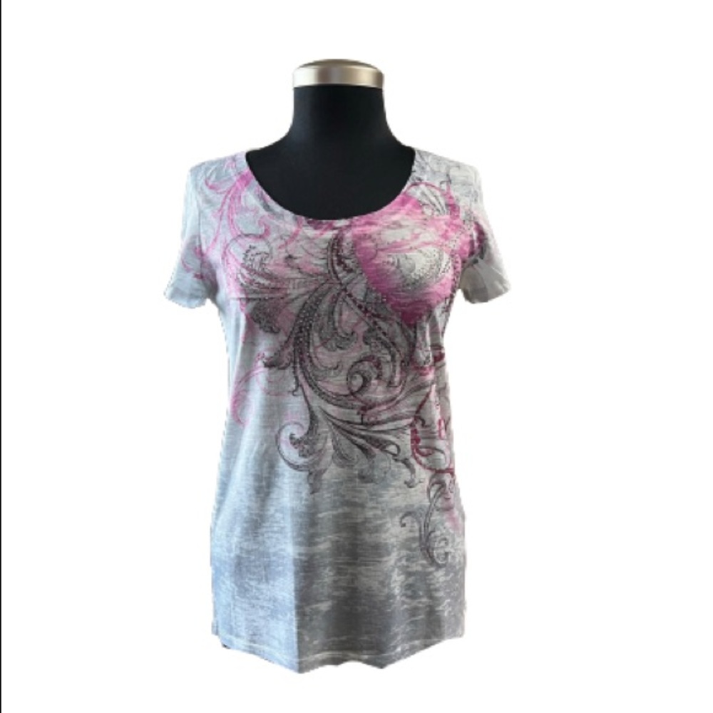 Maurices Premium Short Sleeve Tee Shirt Bead Detail Size Medium
